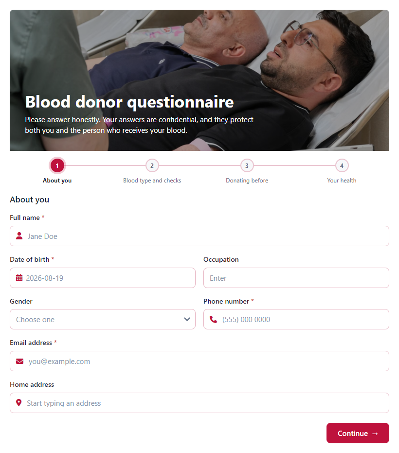 Blood Donor Screening Form Template template preview