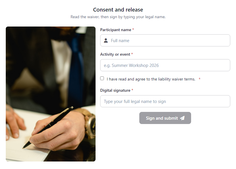 Consent and Release Form template preview