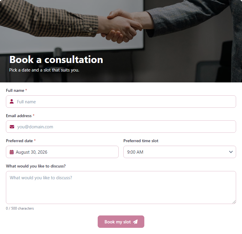 Consultation Booking Form template preview