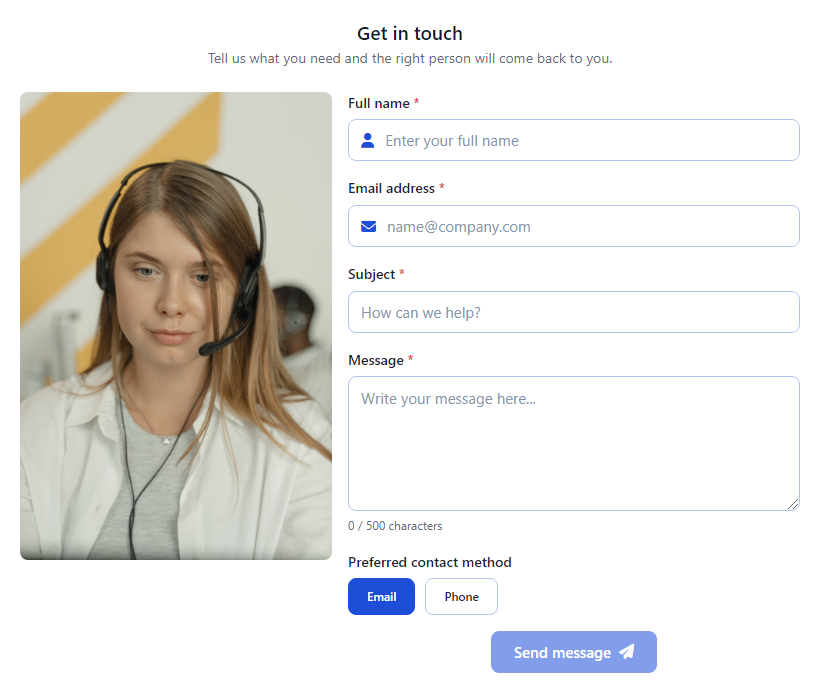 Contact Us Form template preview
