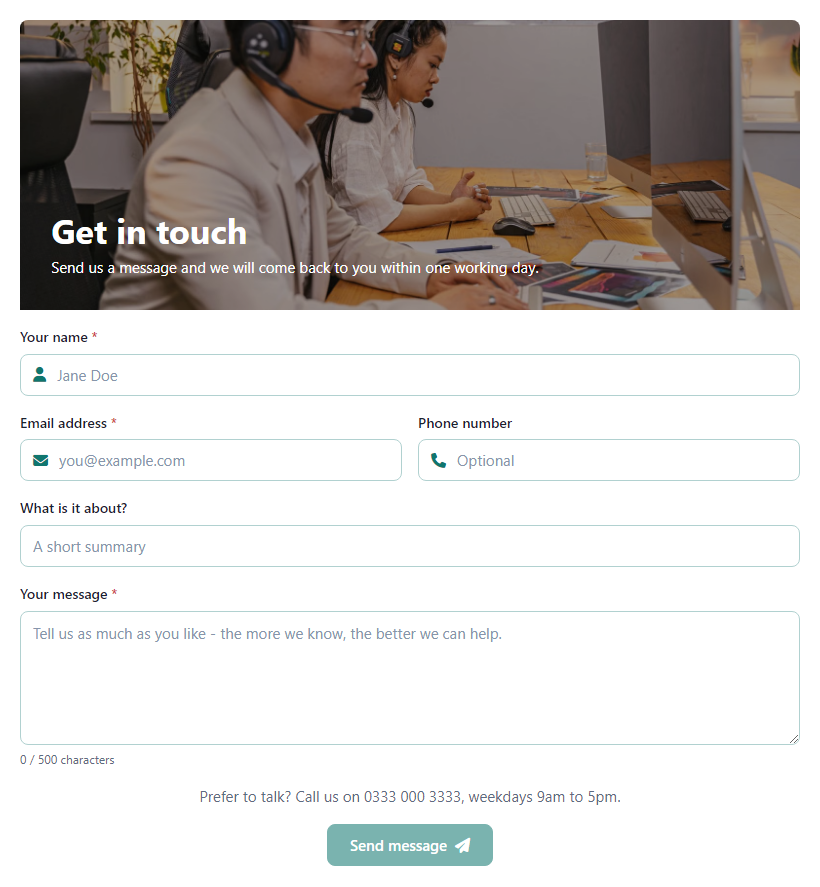Contact Us Form Template template preview