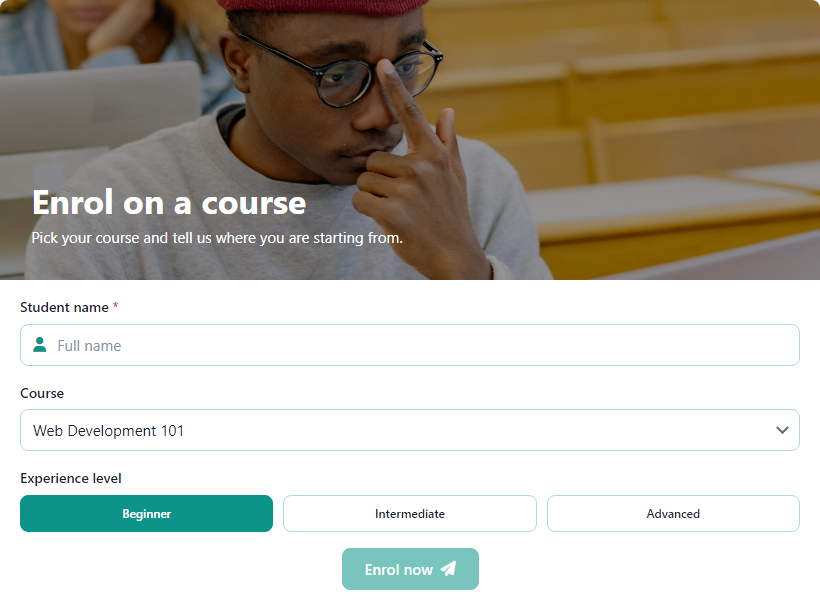 Course Registration Form template preview