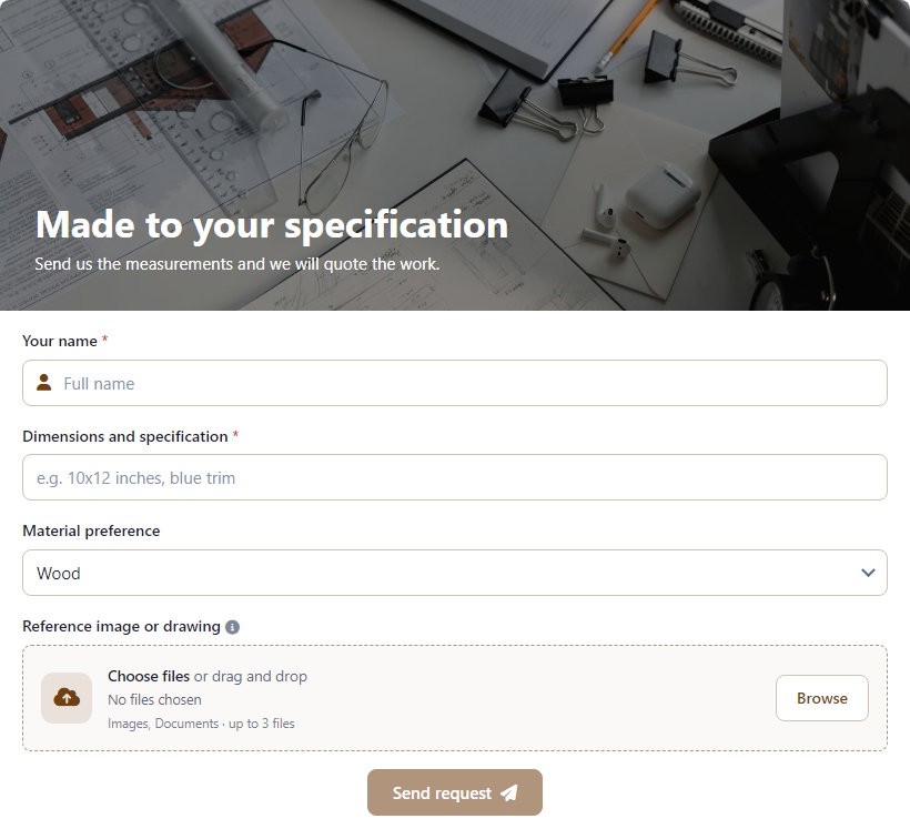 Custom Order Request Form template preview