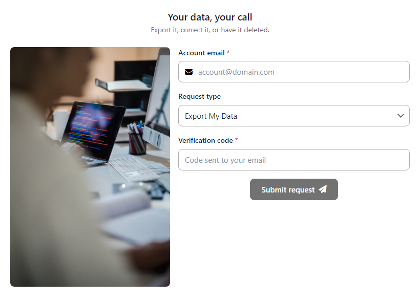 Data Subject Request Form template preview