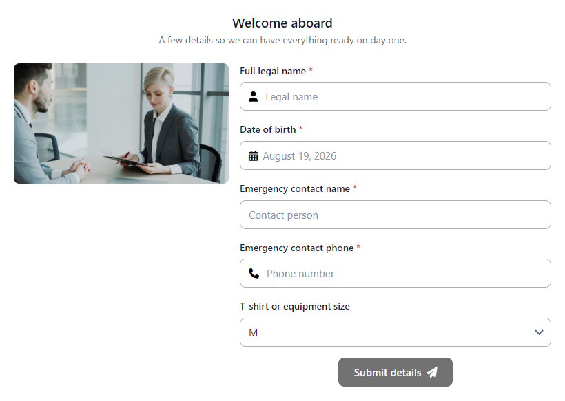 Employee Onboarding Form template preview