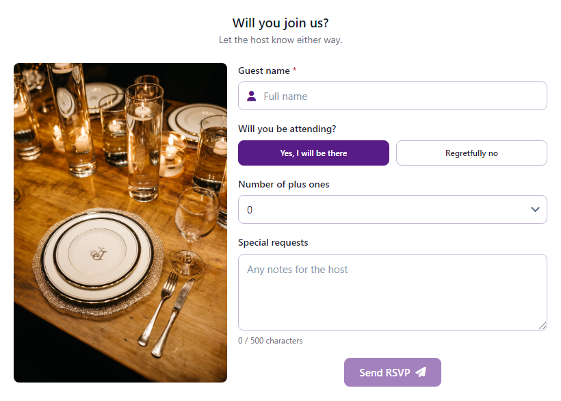 Event RSVP Form template preview