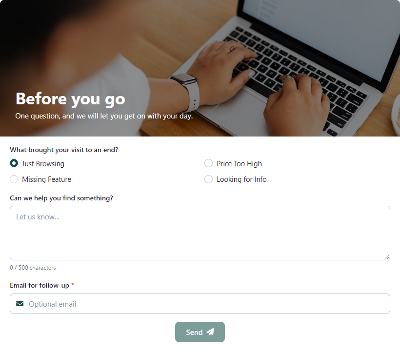 Exit Intent Survey template preview