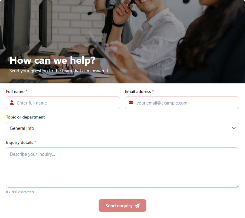 General Inquiry Form template preview