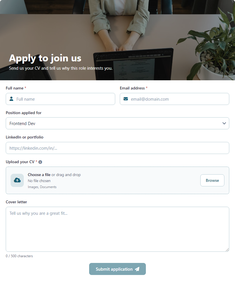 Job Application Form template preview