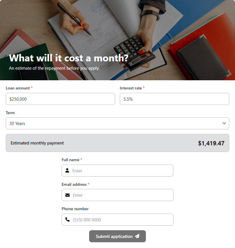 Loan Repayment Estimator template preview