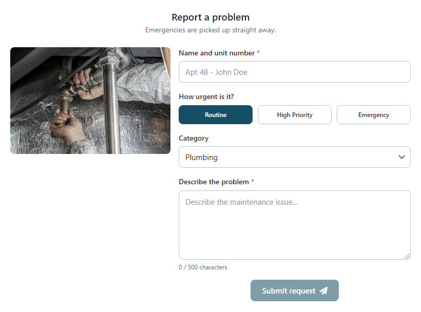 Maintenance Request Form template preview