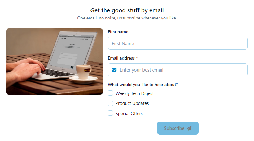 Newsletter Signup Form template preview