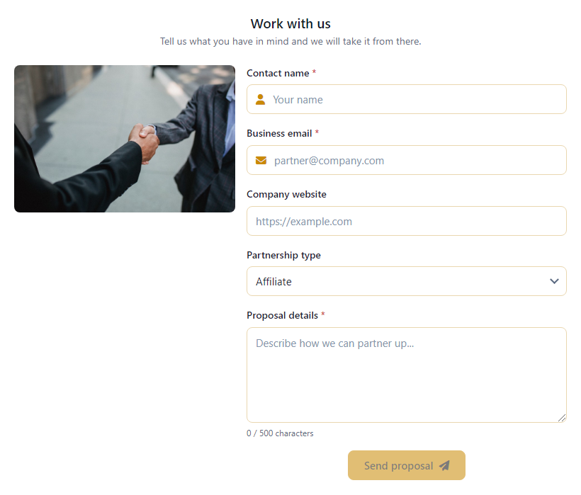 Partnership Inquiry Form template preview
