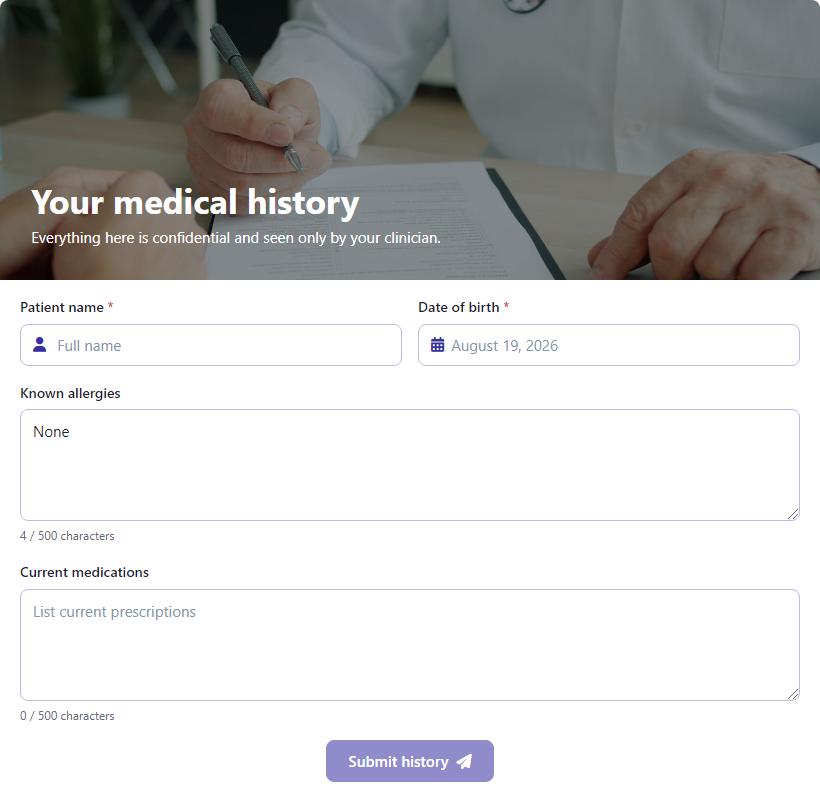 Patient Medical History Form template preview