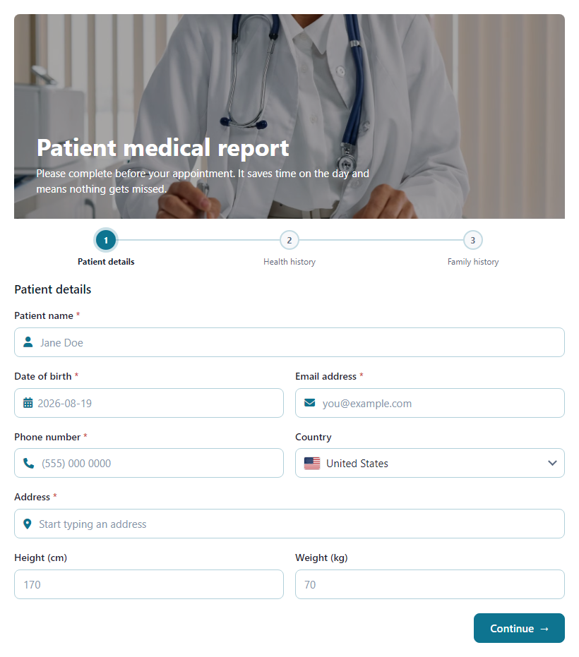 Patient Medical Report Form Template template preview
