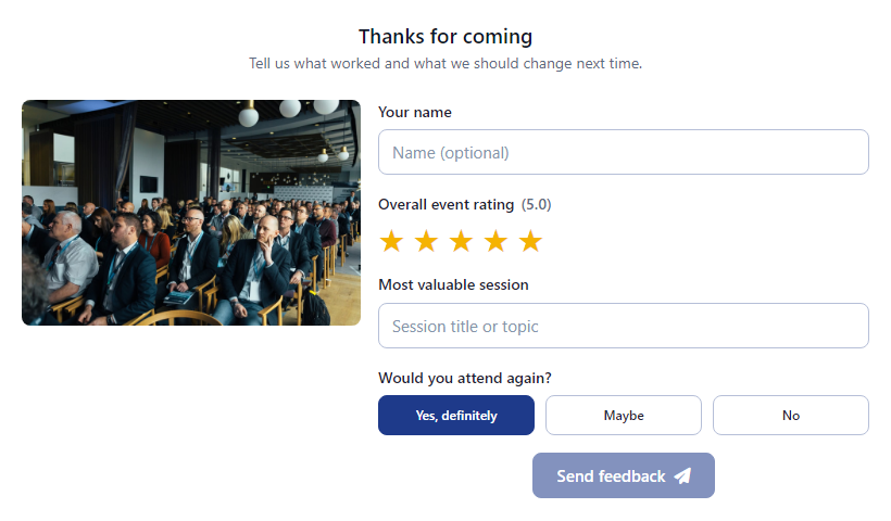 Post Event Feedback Survey template preview