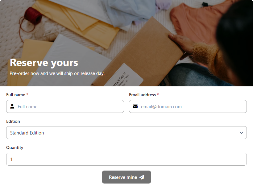 Product Pre Order Form template preview