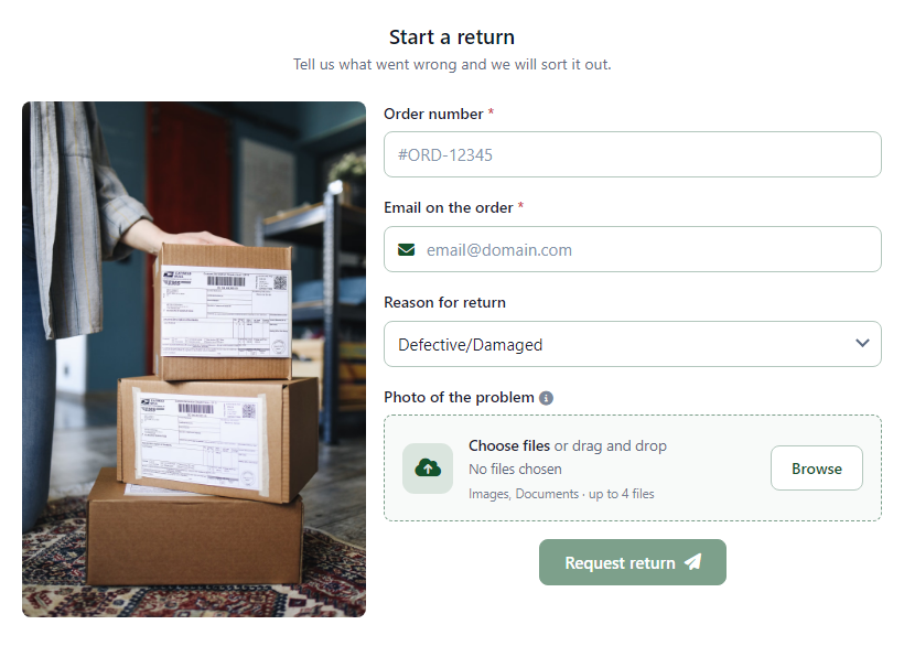 Return and Refund Request Form template preview