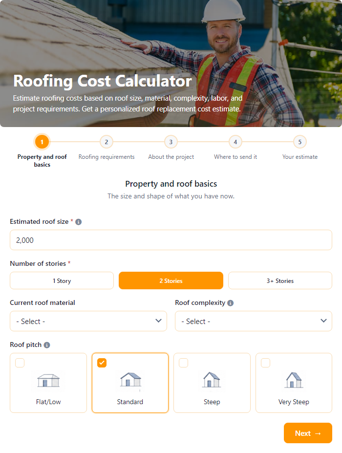 Roofing Cost Calculator template preview