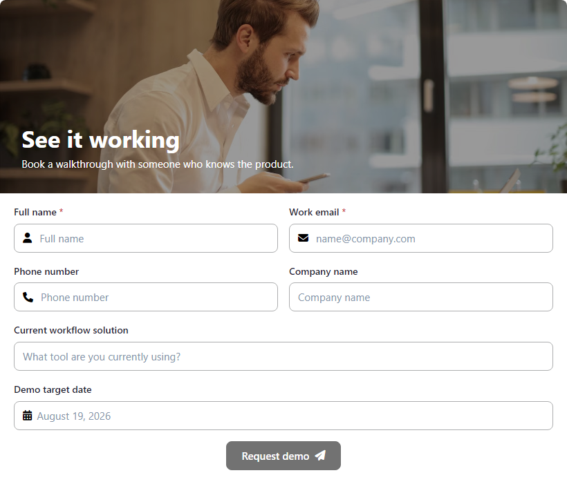 Sales Demo Request Form template preview