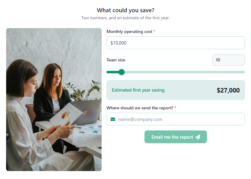 Savings and ROI Calculator template preview