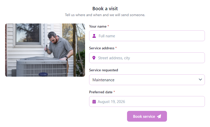 Service Booking Form template preview
