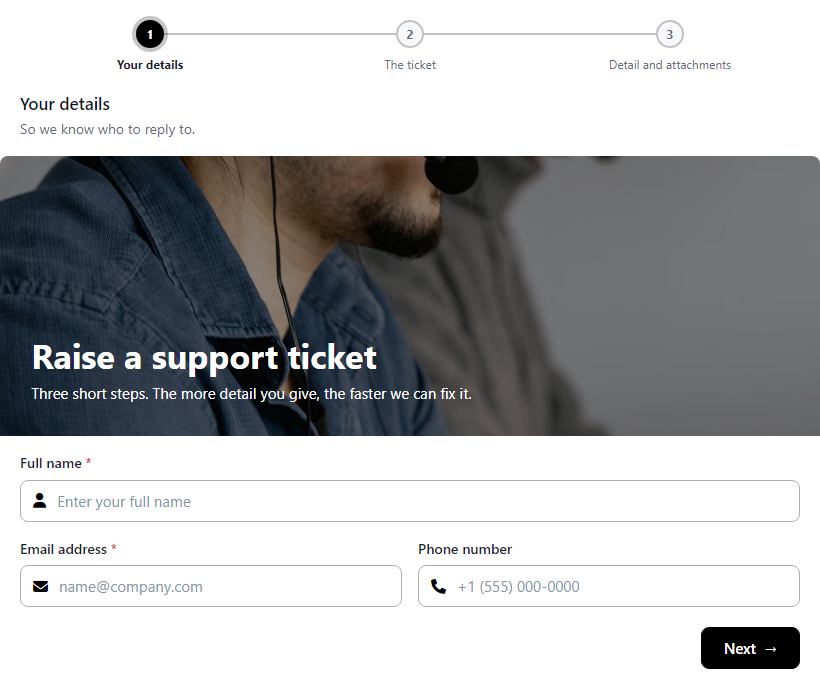 Support Ticket Form template preview