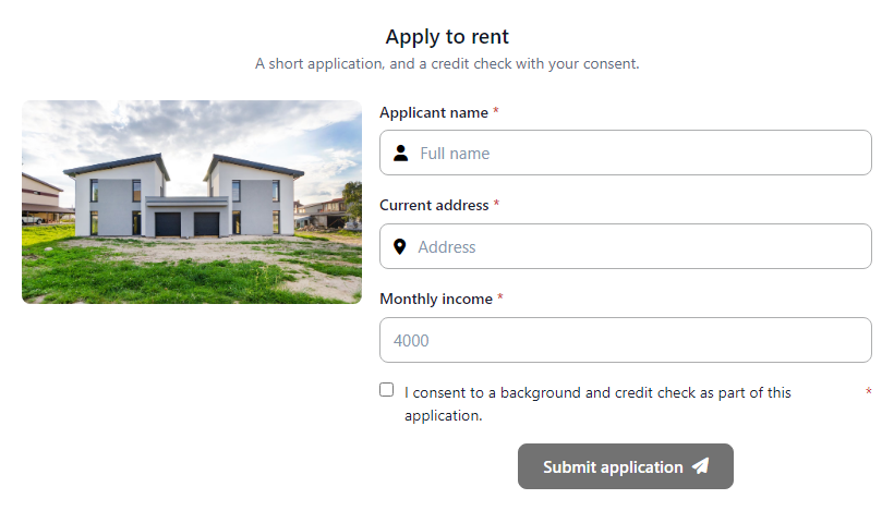 Tenant Rental Application Form template preview
