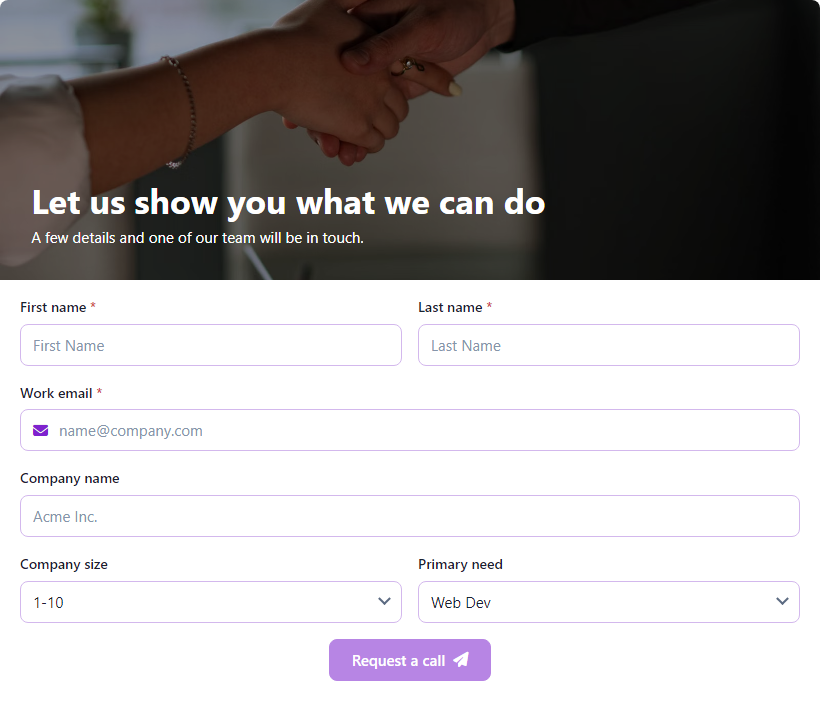 Website Lead Capture Form template preview