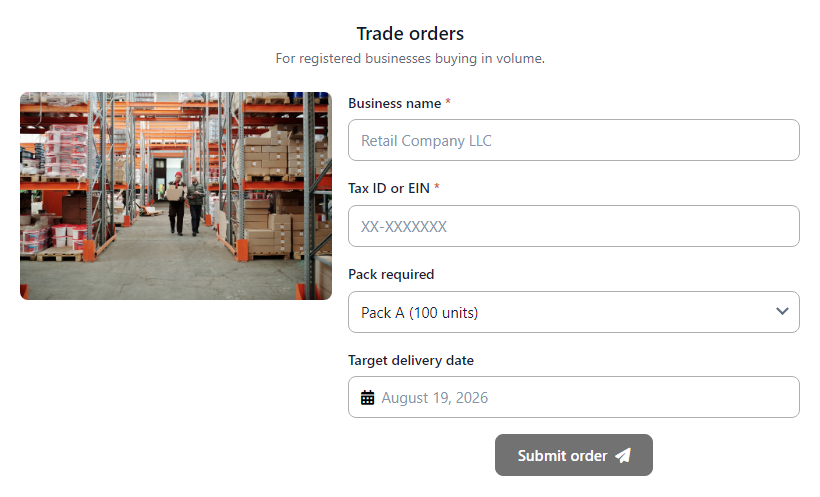 Wholesale Order Form template preview